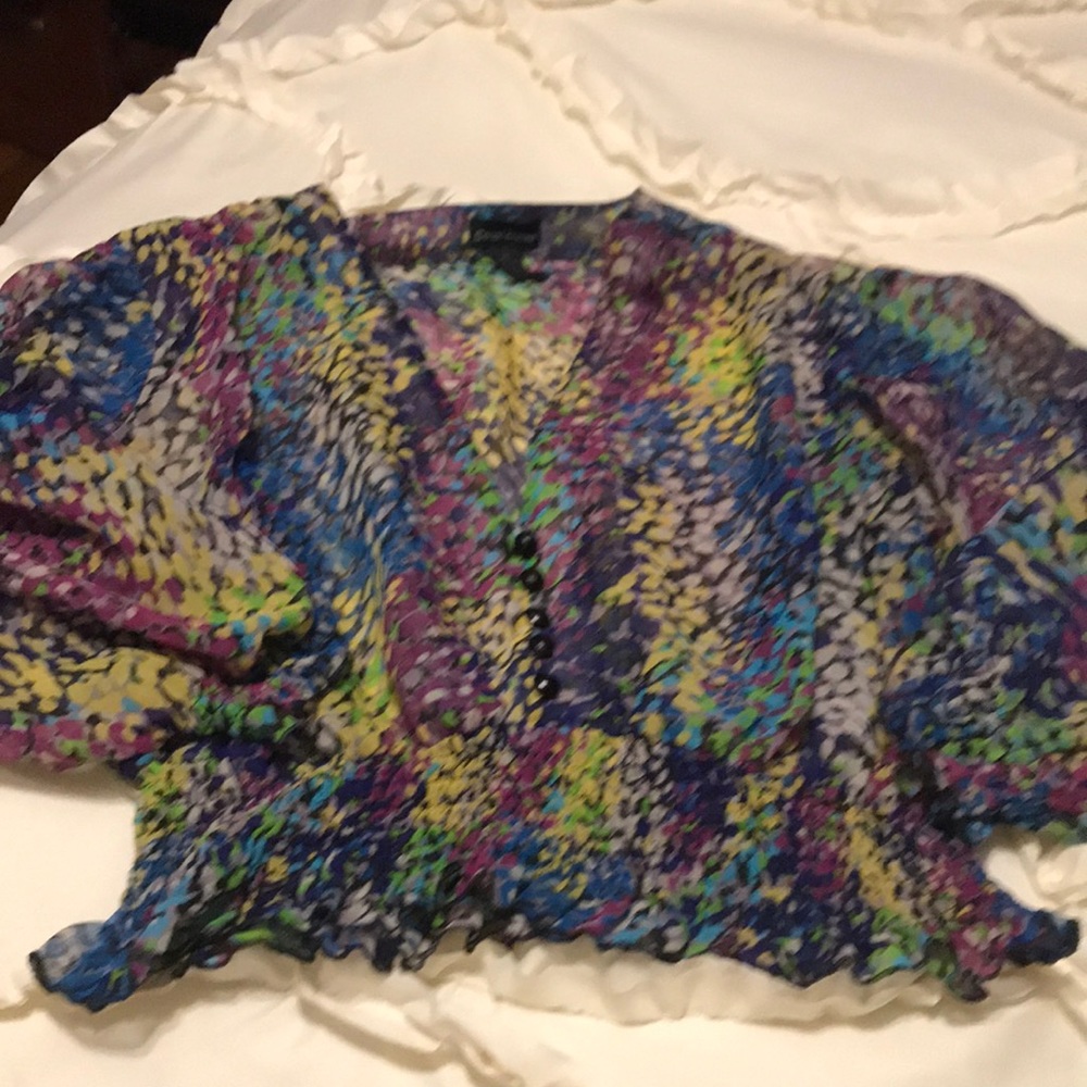 Size XL blue/yellow multi crop top by Cotton Expre